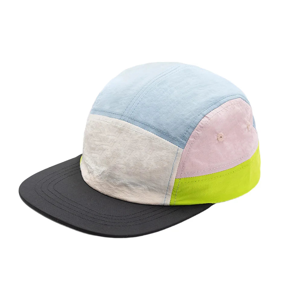 Color Block 5 Panel Cap Men Women Quick Dry Baseball Hat