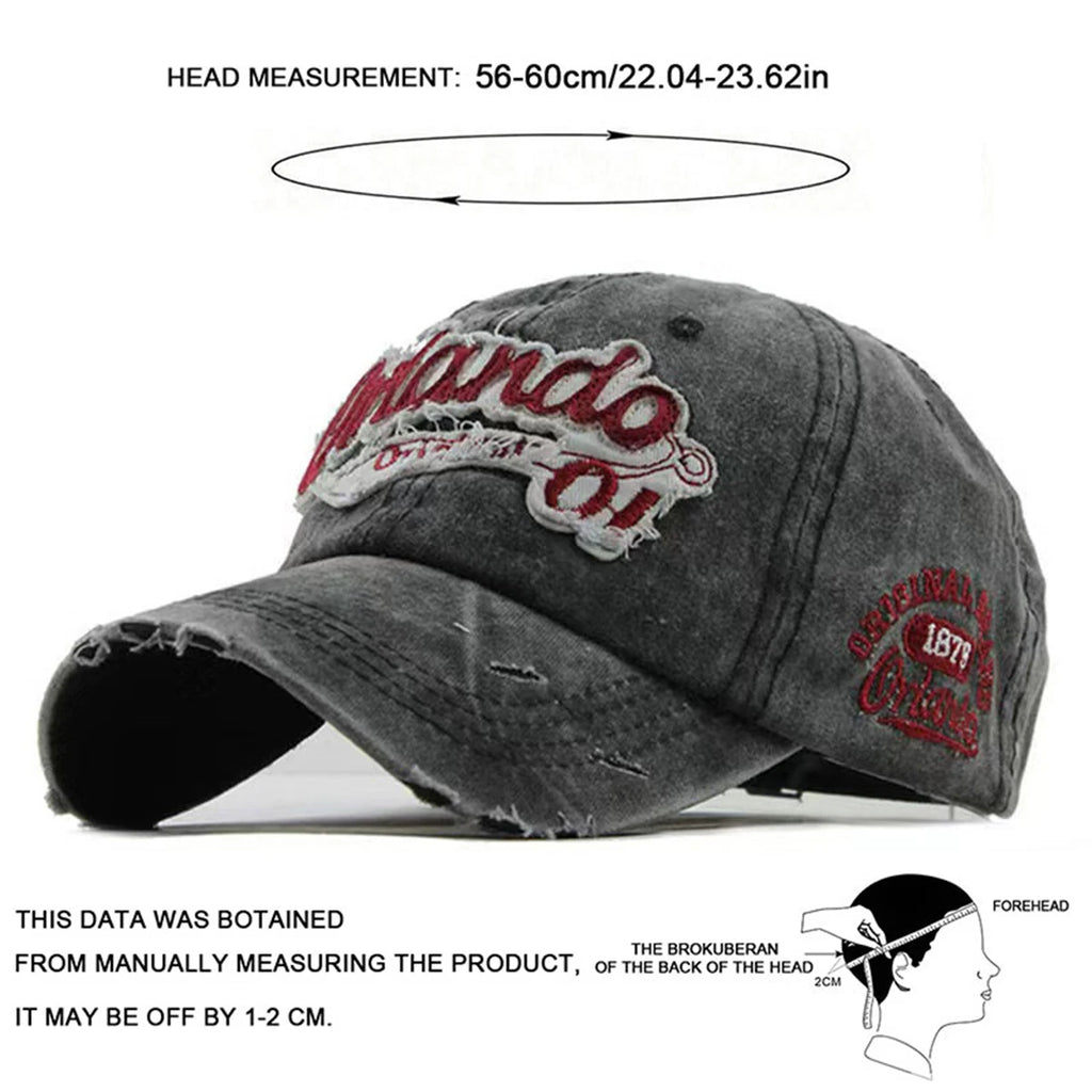 Unisex Orlando 01 Letter Embroidery Wash Baseball  Spring and Autumn Caps for men & women