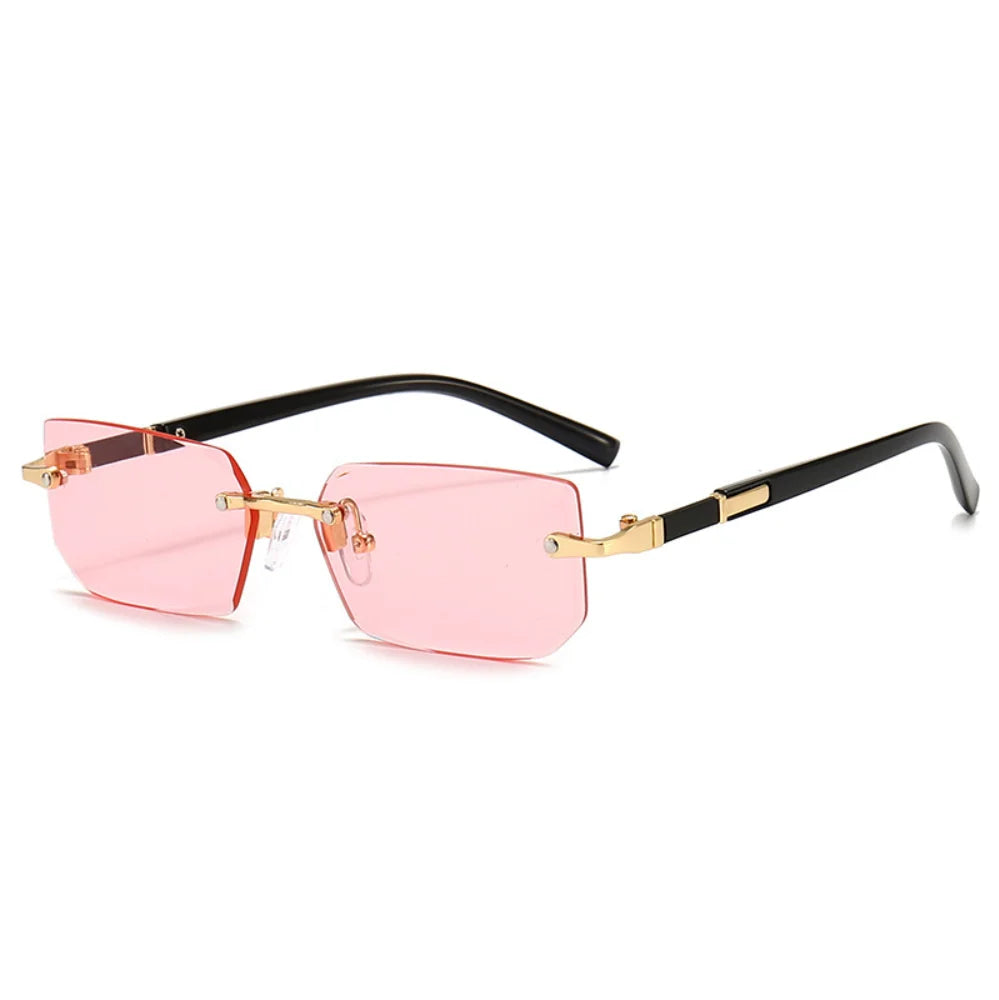 Retro Sunglasses Men Brand Designer Fashion Rimless Sun Glasses Shades Cutting Lens Ladies Frameless Eyeglasses