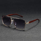 Luxury Square Sunglasses Men New Wooden Vintage Designer Fashion Glasses Women Vacation Gradient Eyewear