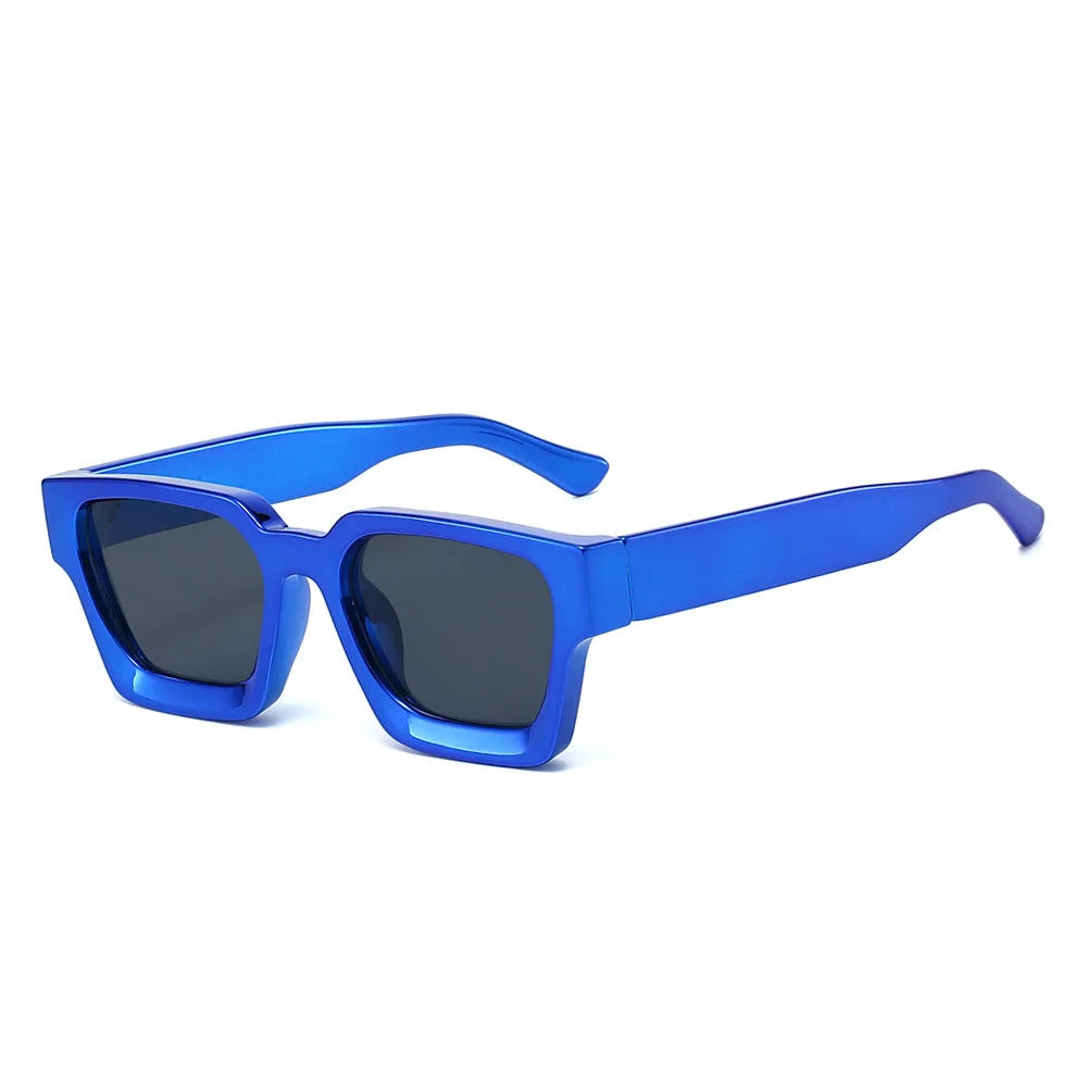Luxury Brand Design Square Sunglasses Women For Men Vintage Big Frame Punk Hip Hop Shining Gold Silver Mirror Sun Glasses UV400