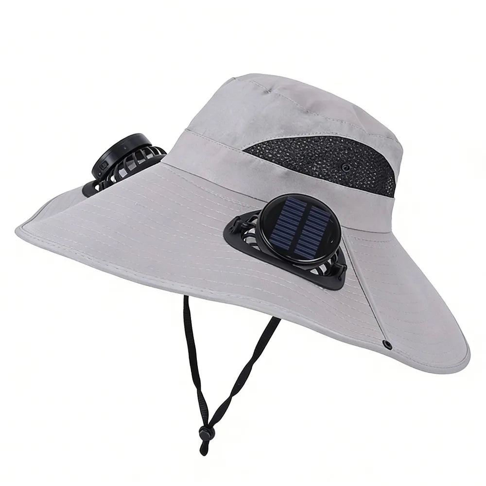 Dual Fan Solar Fan Hat Breathable 3 Speeds UV Protection Lightweight Summer Fan Visor Cap