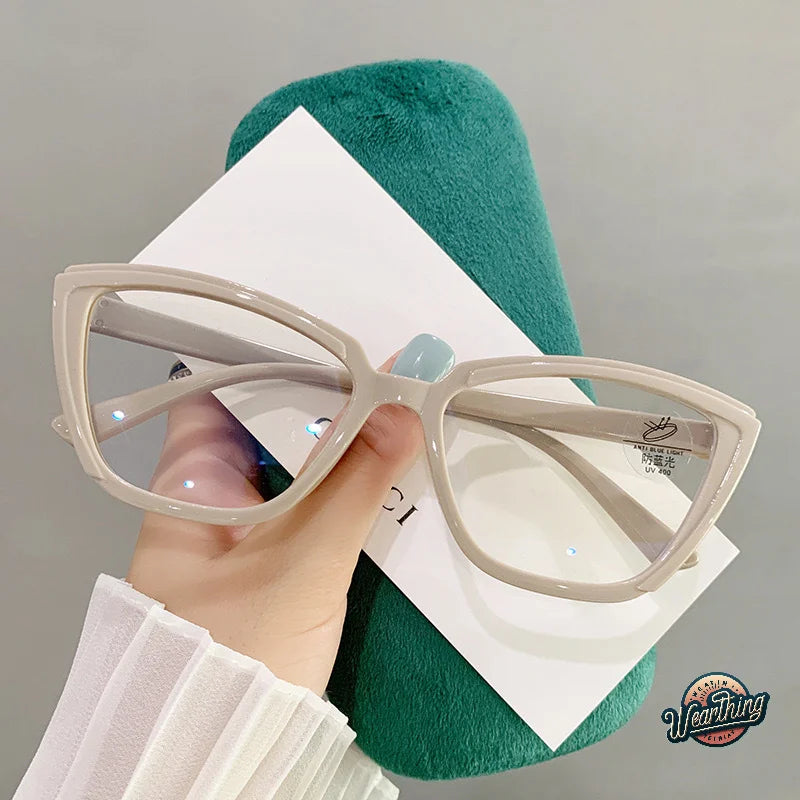 Women Glasses Anti Blue Light Glasses Oversized Vintage Glasses Computer Eyewear Full Frame Transparent Eye Protection Eyewear