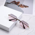 Luxury Rimless Square Sunglasses Man Brand Designer Frameless Gradient Sun Glasses Woman Fashion Vintage Metal Oculos De Sol