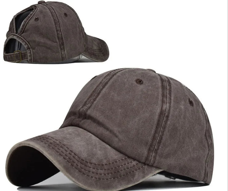 Retro Washed Backless Baseball Cap for Women, Outdoor Sports Ponytails,Stylish Cap