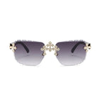 New Frameless Fashion Glasses for Men and Women, High-Definition Lenses with Textured Rhinestone Inlays, Trendy Frame Design, Suitable for Daily Casual Wear, Perfect Gift Choice
