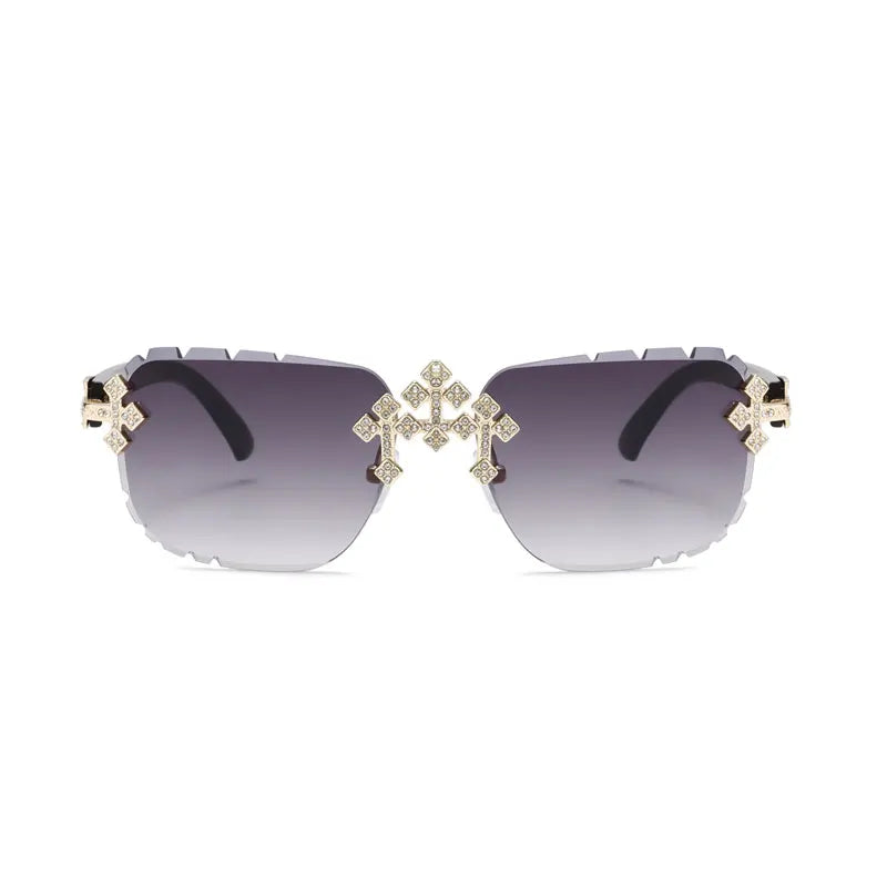 New Frameless Fashion Glasses for Men and Women, High-Definition Lenses with Textured Rhinestone Inlays, Trendy Frame Design, Suitable for Daily Casual Wear, Perfect Gift Choice