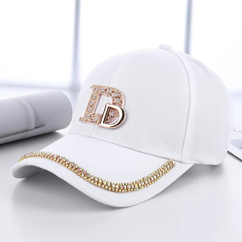 Fashion Diamond D Letter Baseball Cap For Women