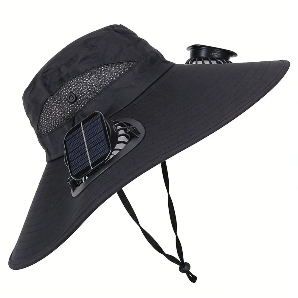 Dual Fan Solar Fan Hat Breathable 3 Speeds UV Protection Lightweight Summer Fan Visor Cap