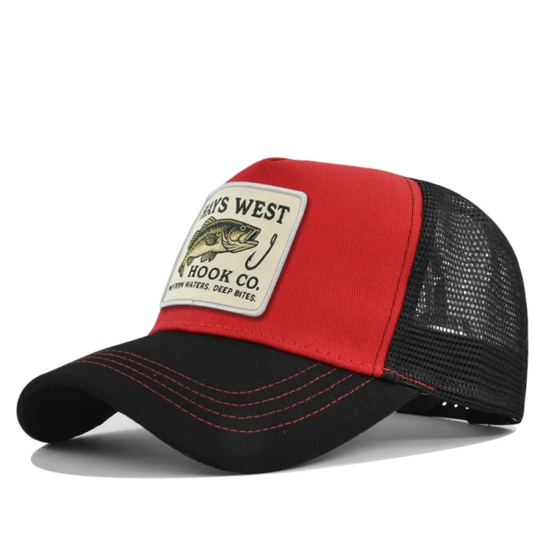 Man hat High Quality Fishing Cartoon Snapback Baseball Cap Hip Hop Dad Mesh Hat Trucker Hat Outdoor Sports Cycling Travel SunHat