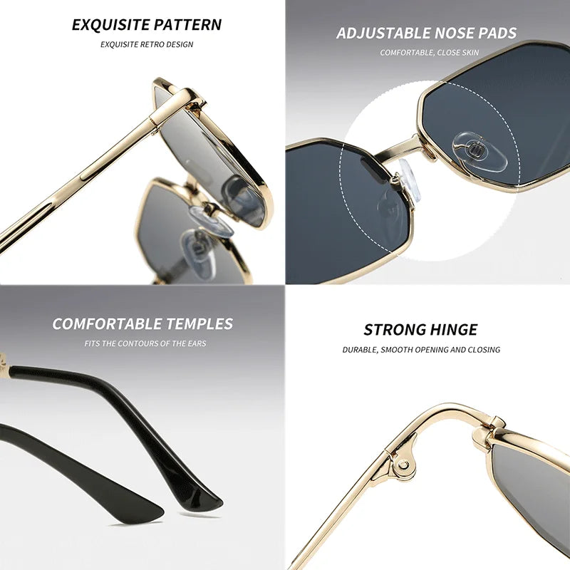 Luxury Narrow Sunglasses Fashion Rectangle Women Men Metal Brand Driving Shades Classic Oculos Masculino Glasses UV400