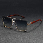 Luxury Square Sunglasses Men New Wooden Vintage Designer Fashion Glasses Women Vacation Gradient Eyewear