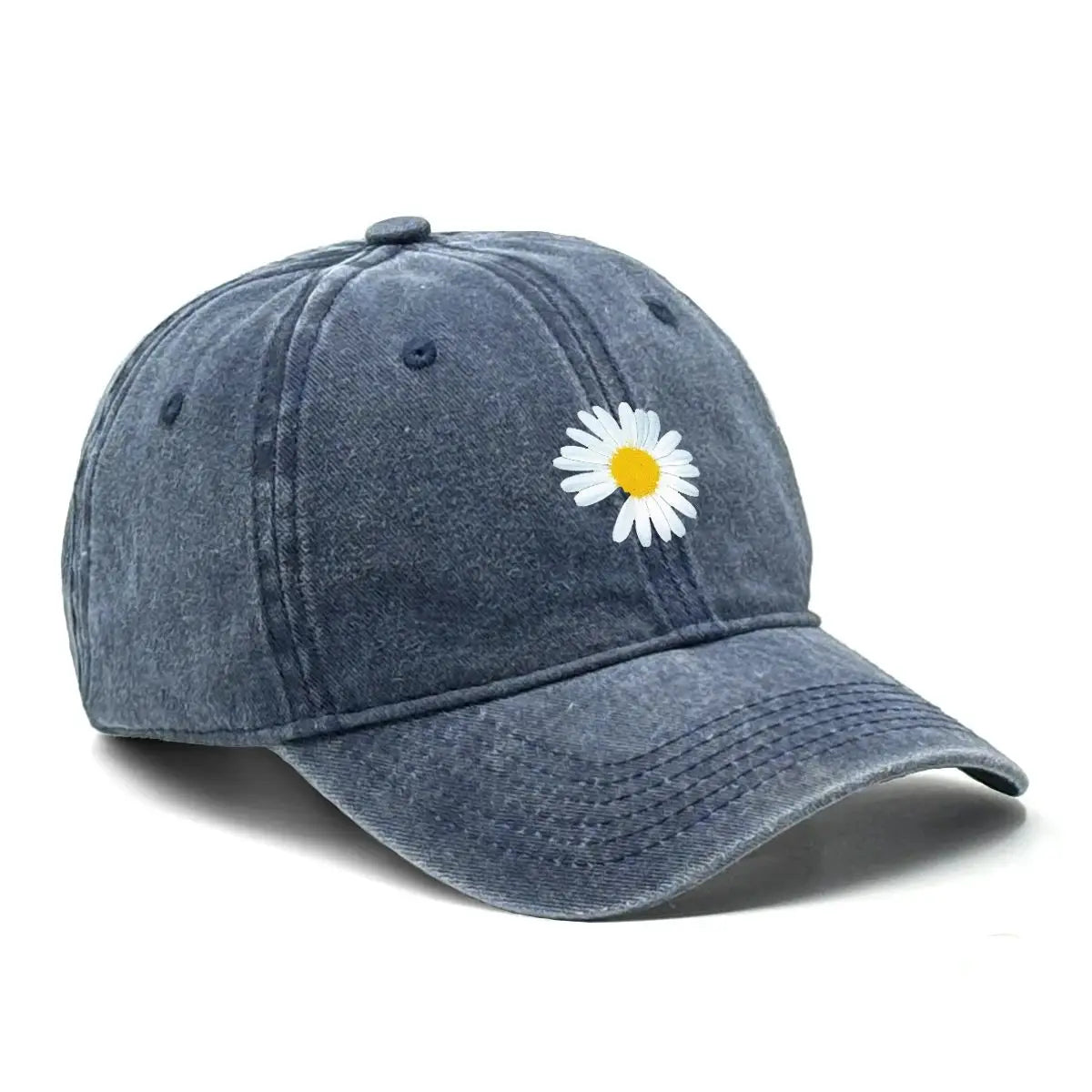 New Daisy Print Baseball Cap Adjustable Mesh Hat Retro Cotton Snapback