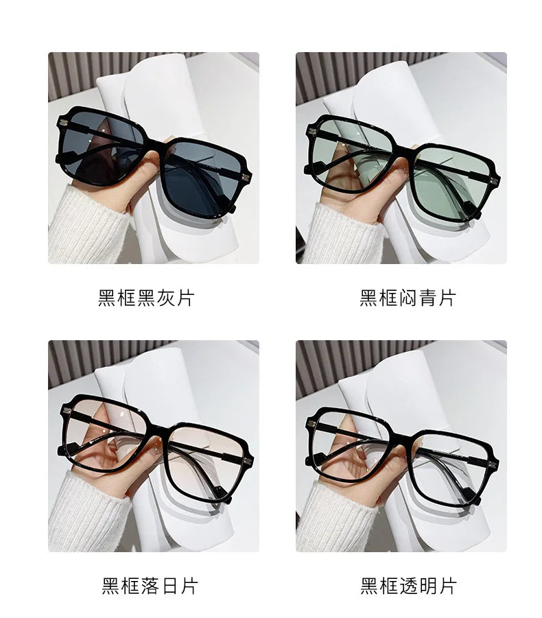 Classic Fashion Large Frame Square Glasses Transparent Lens Casual Decorative Glasses Suitable for Office Очки Солнечные Мужские