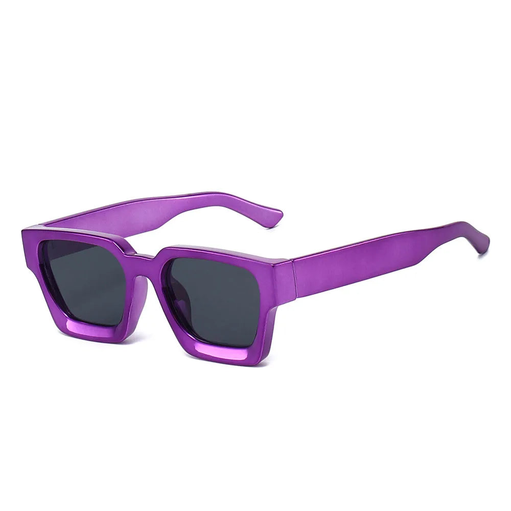 Luxury Brand Design Square Sunglasses Women For Men Vintage Big Frame Punk Hip Hop Shining Gold Silver Mirror Sun Glasses UV400