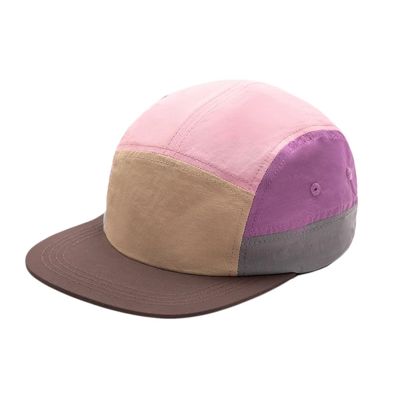 Color Block 5 Panel Cap Men Women Quick Dry Baseball Hat