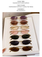 Luxury Brand Metal Letters Sunglasses For Women Men Trendy Unisex Small Polygon UV400 Sun Glasses Elegant Outdoor Driving Selfie