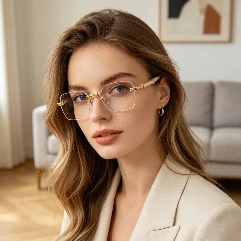 Luxury Rimlesss Sunglasses Women Men Fashion Square Clear Lens Sun Glasses Brand Eyeglasses Travel Driving Eyewear