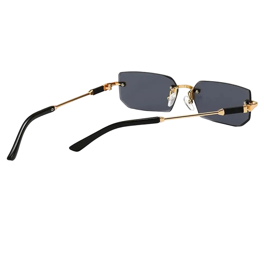 Retro Rimless for Women Men Trendy Frameless Rectangle Sun Glasses