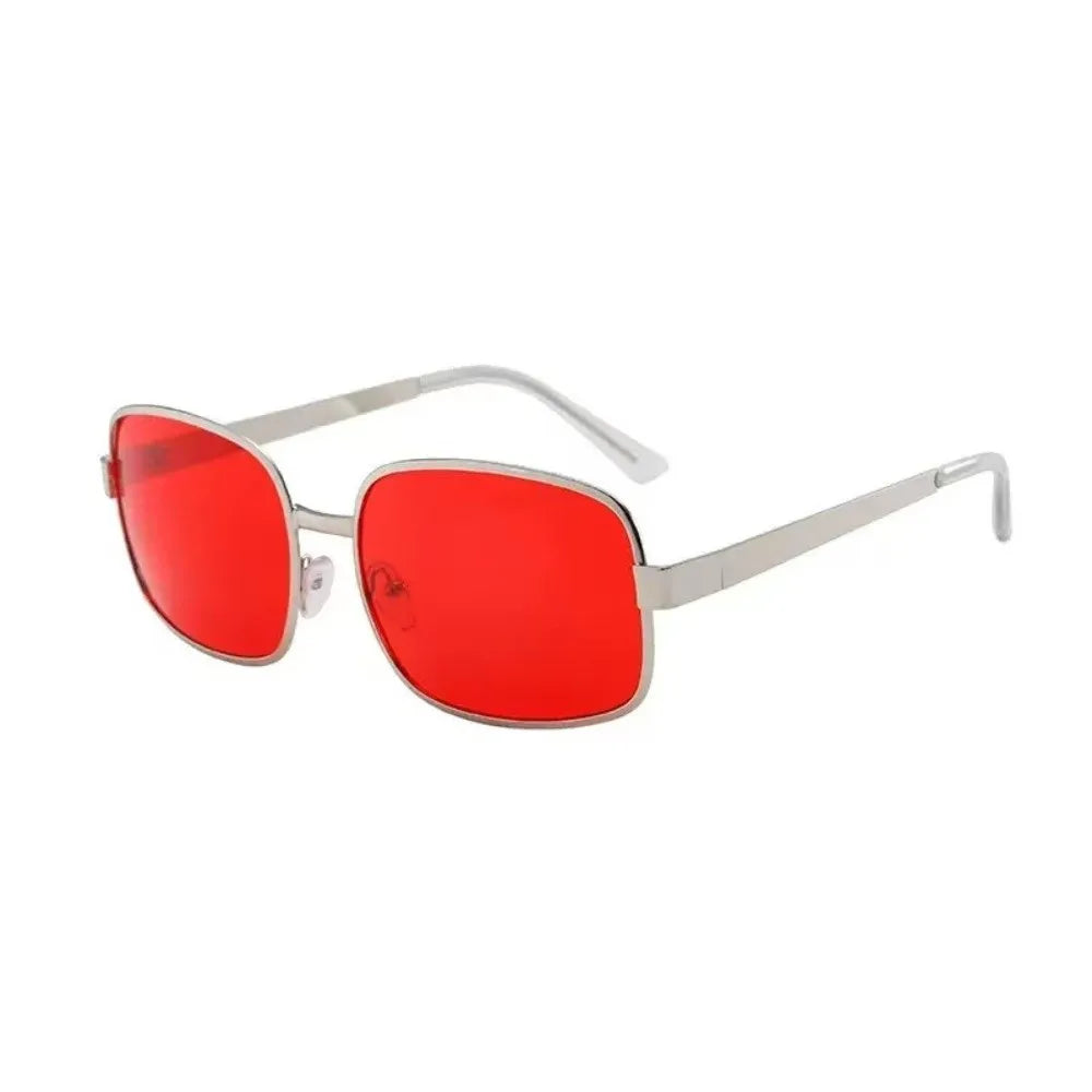 Retro Metal Sunglasses Large-Framed RED Lens Sun Protection Glasses
