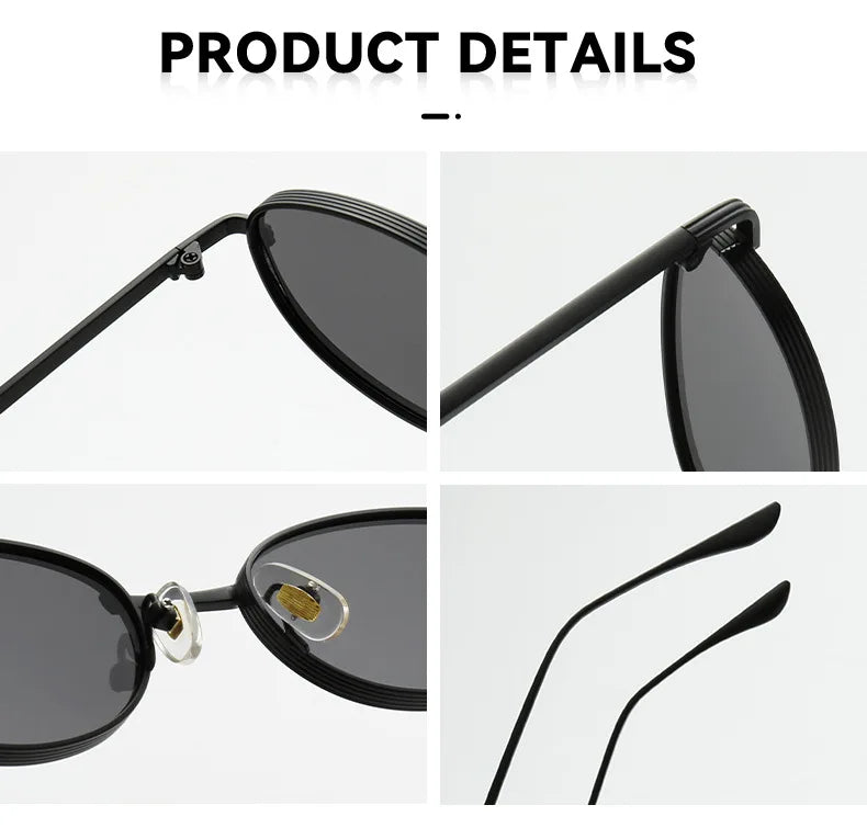 European and American Personalized Small Frame Oval Exquisite Metal Glasses for Men and Women Fashionable Anti-Uv Sunglasses