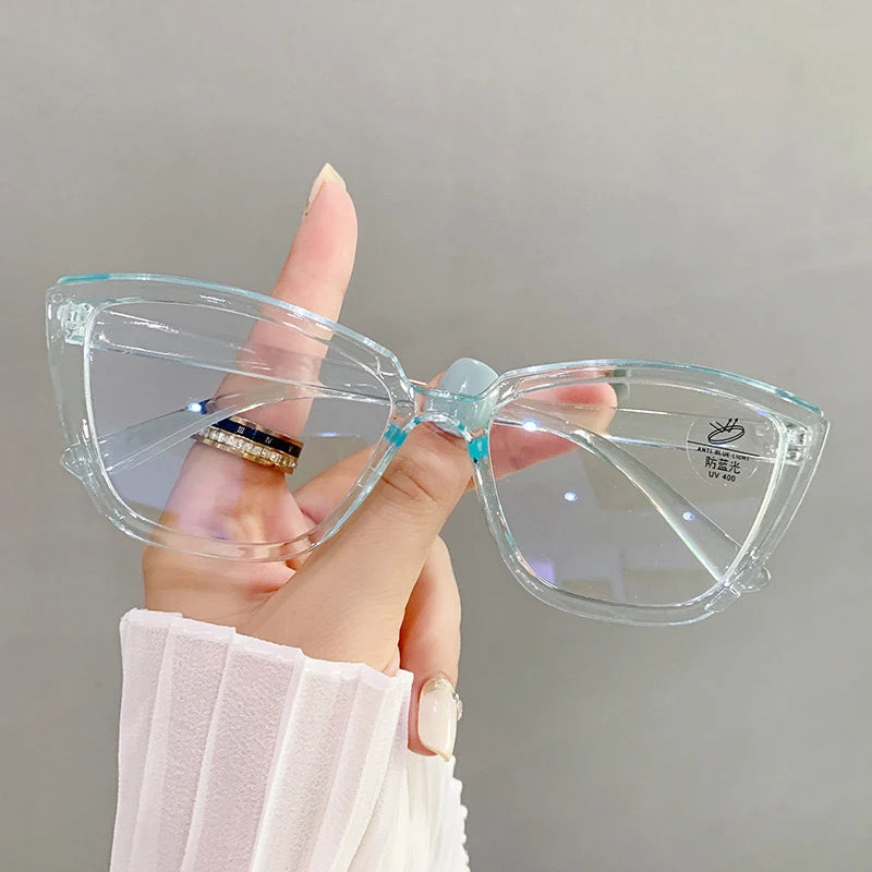 Women Glasses Anti Blue Light Glasses Oversized Vintage Glasses Computer Eyewear Full Frame Transparent Eye Protection Eyewear