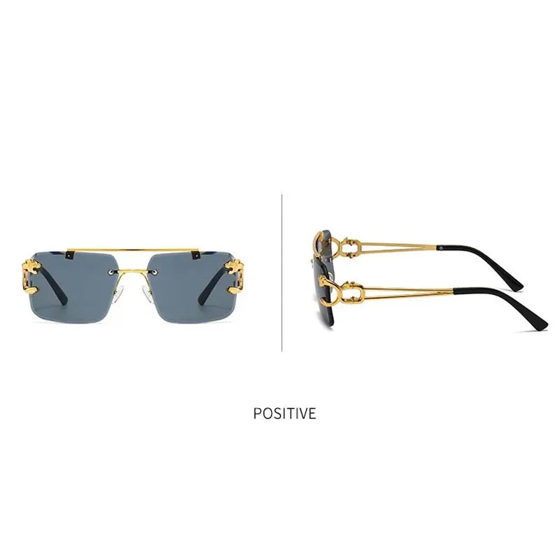 Luxury Square Sunglasses Man Woman Brand Designer Vintage Rimless Sun Glasses Male Female Fashion Retro Mirror Oculos De Sol