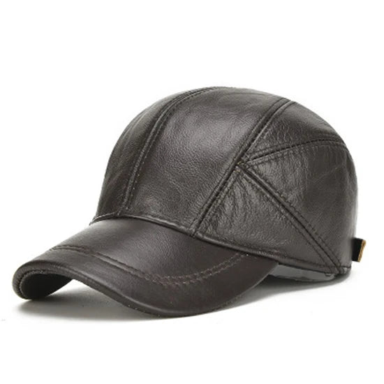 2026 Male Winter Genuine Real Cow Leather Baseball Hats Men