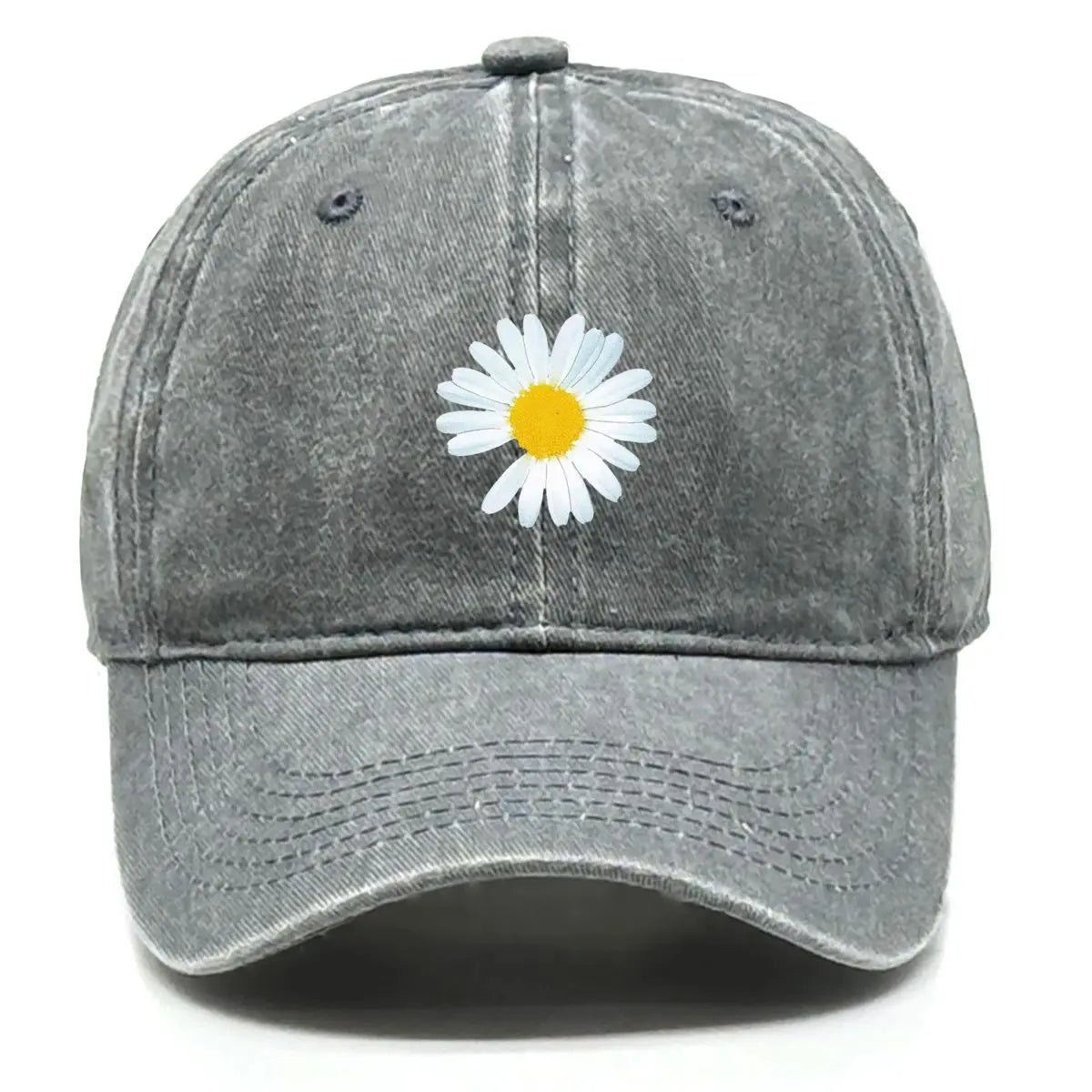 New Daisy Print Baseball Cap Adjustable Mesh Hat Retro Cotton Snapback