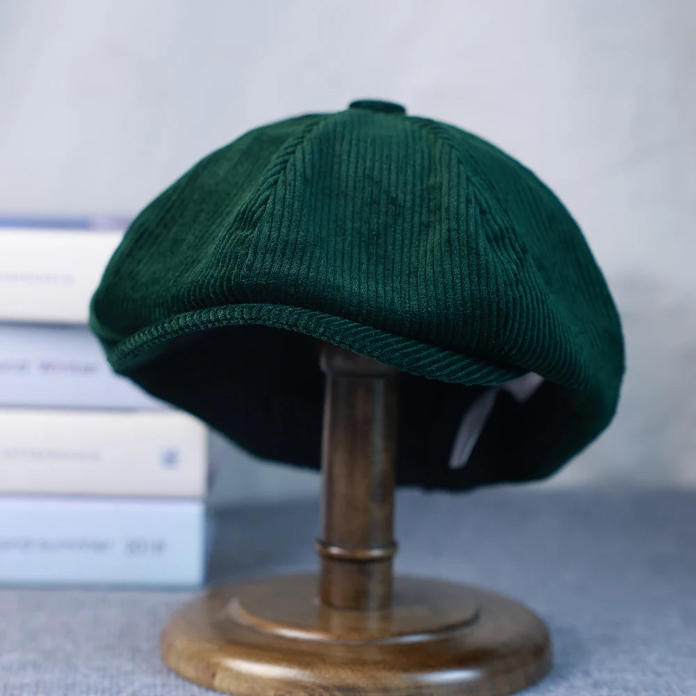New Retro Winter Caps For Men Corduroy Newsboy Hat Woman Flat Cap Male Warm Cap