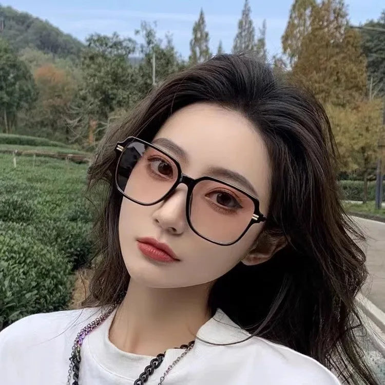 Classic Fashion Large Frame Square Glasses Transparent Lens Casual Decorative Glasses Suitable for Office Очки Солнечные Мужские
