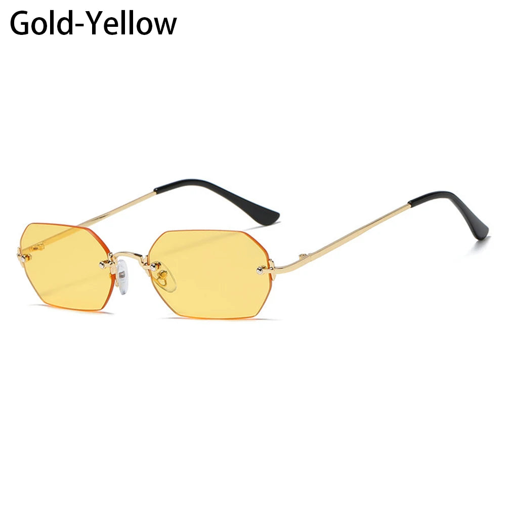 Luxury Rimless Square Sunglasses Man Brand Designer Frameless Gradient Sun Glasses Woman Fashion Vintage Metal Oculos De Sol