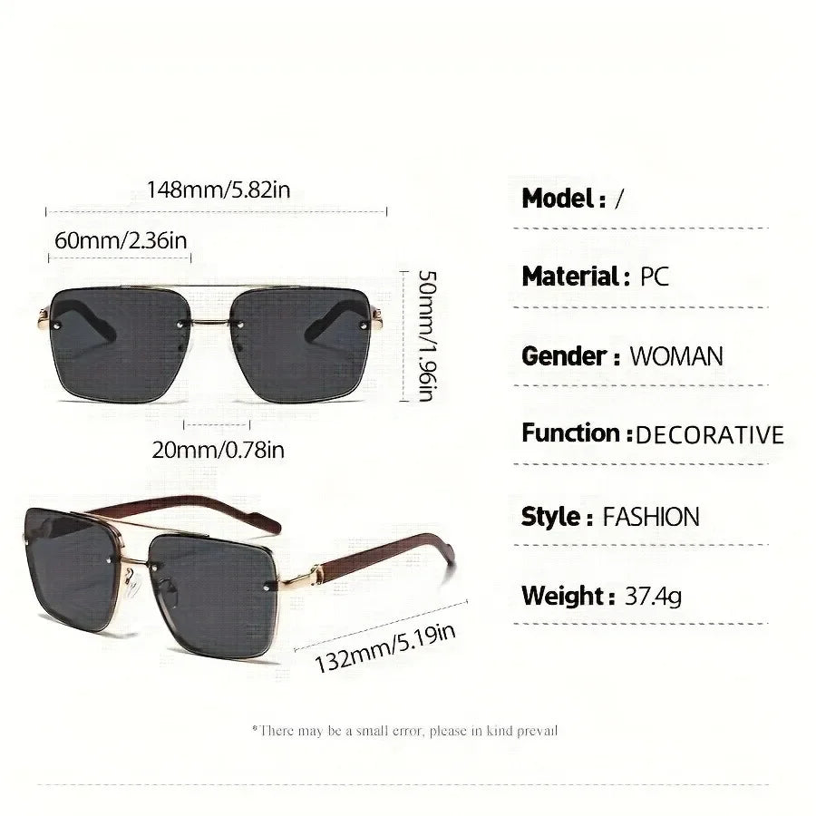Luxury Square Sunglasses Men New Wooden Vintage Designer Fashion Glasses Women Vacation Gradient Eyewear