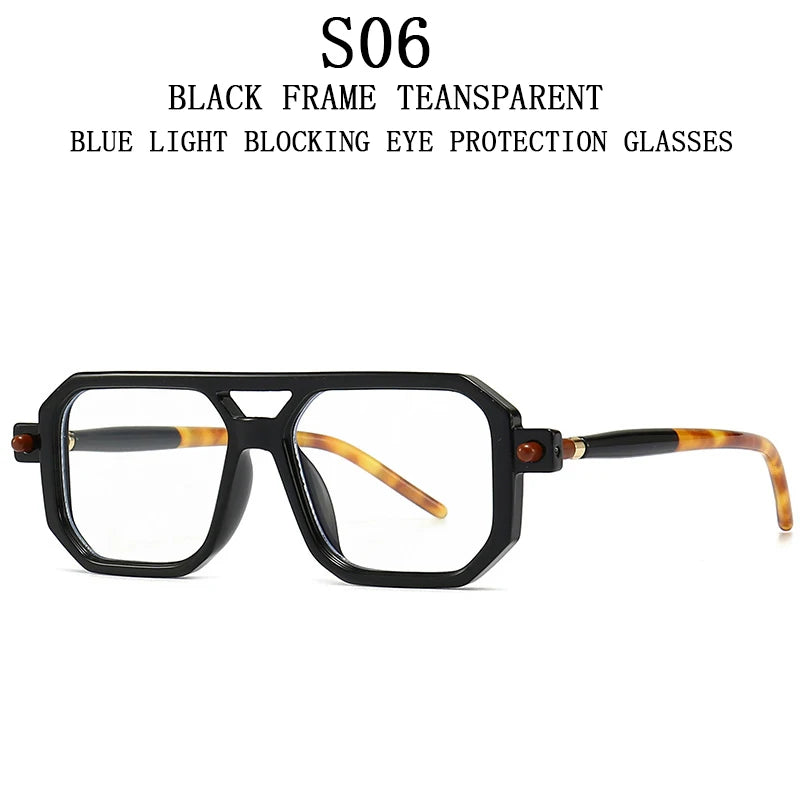 Retro Fashion Square Blue Light Blocking Shades Sunglasses For Men