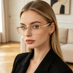 Luxury Rimlesss Sunglasses Women Men Fashion Square Clear Lens Sun Glasses Brand Eyeglasses Travel Driving Eyewear