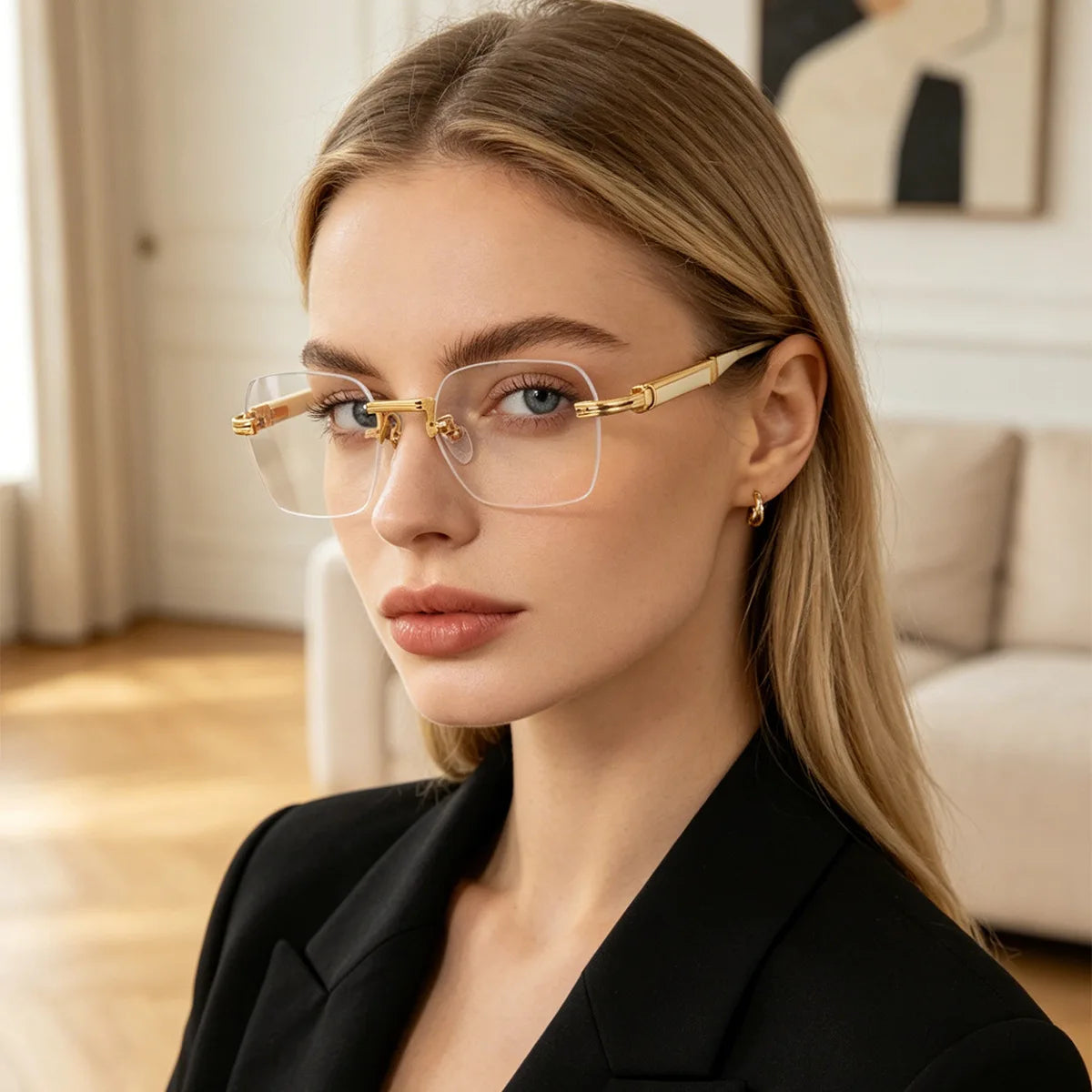 Luxury Rimlesss Sunglasses Women Men Fashion Square Clear Lens Sun Glasses Brand Eyeglasses Travel Driving Eyewear
