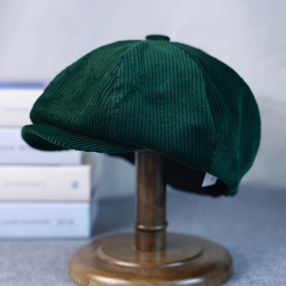 New Retro Winter Caps For Men Corduroy Newsboy Hat Woman Flat Cap Male Warm Cap