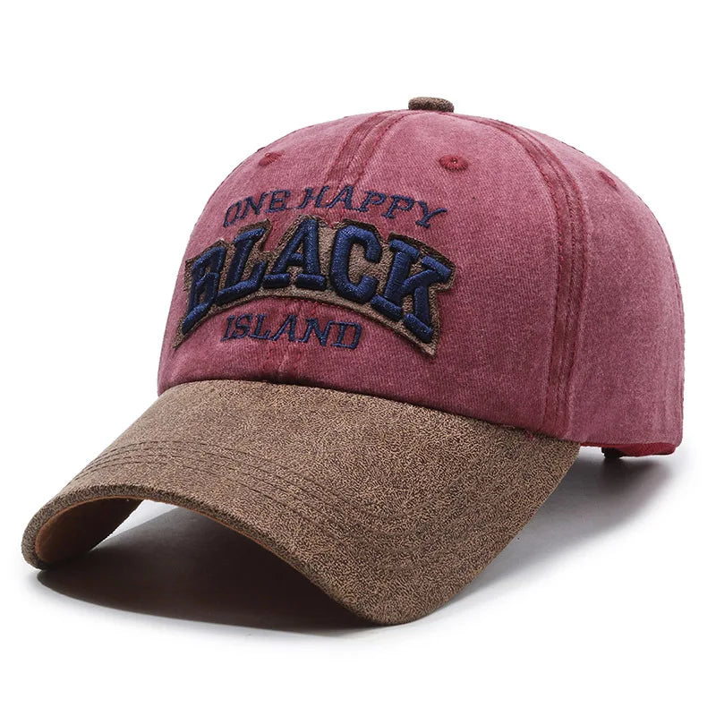 FS Vintage Green Brown Letter Baseball Cap For Men Washed Cotton Trucker Hat