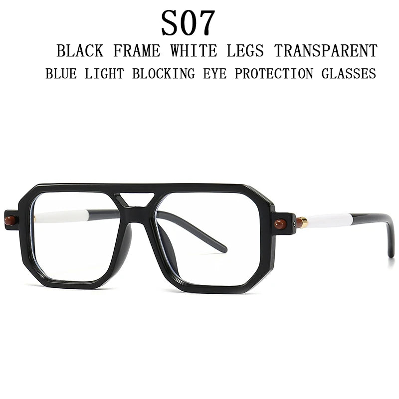 Retro Fashion Square Blue Light Blocking Shades Sunglasses For Men