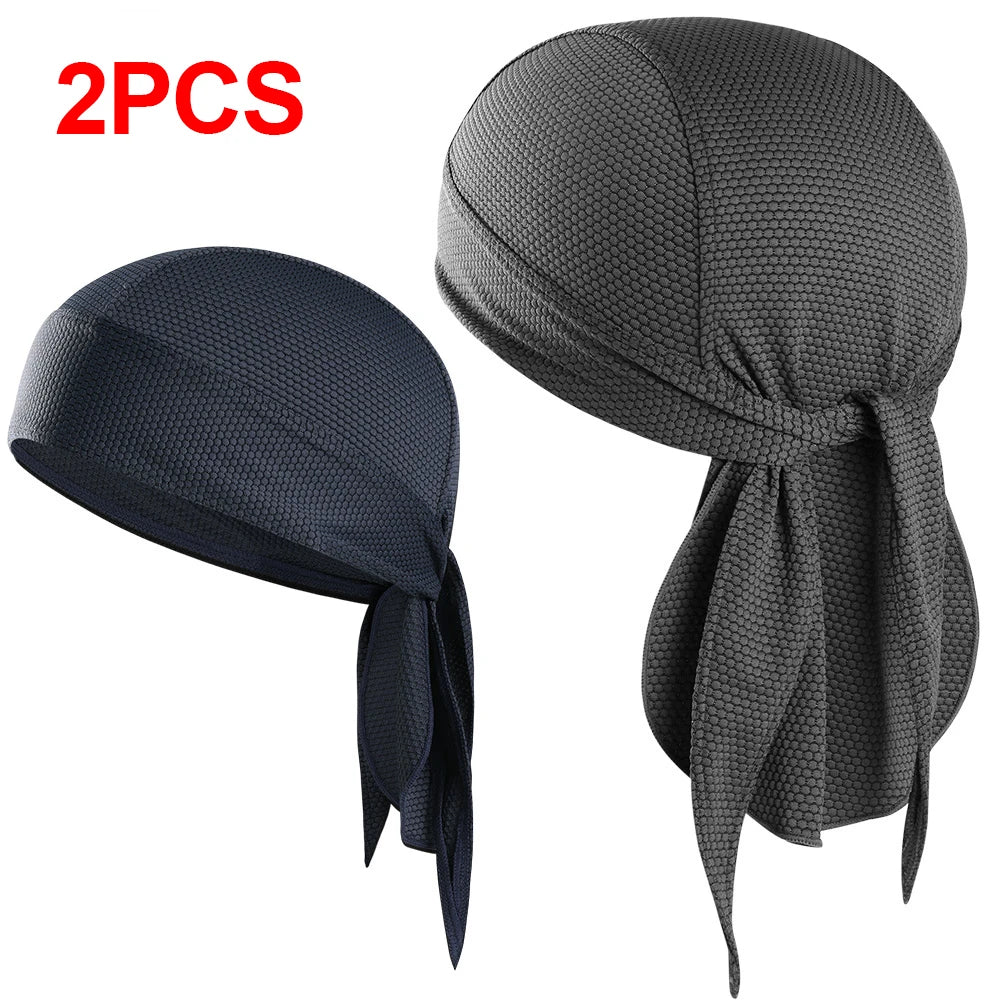 2PCS Quick-drying Bandana Breathable Beanies Hat Sweat-wicking Do Rags Sun Protection