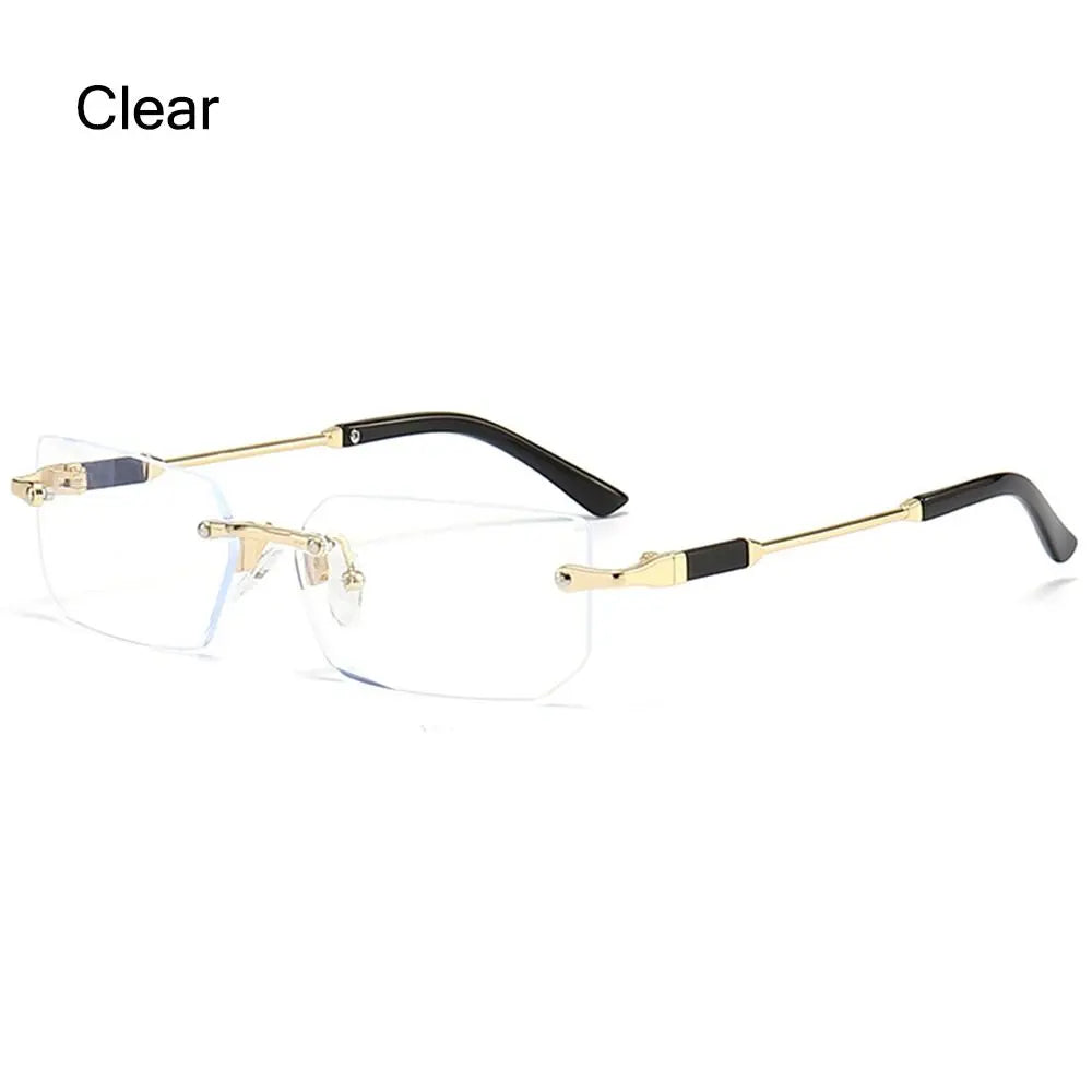 Retro Rimless for Women Men Trendy Frameless Rectangle Sun Glasses
