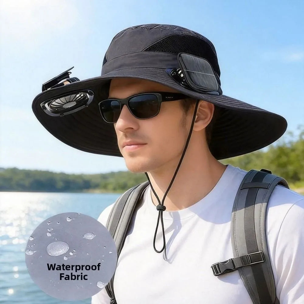 Dual Fan Solar Fan Hat Breathable 3 Speeds UV Protection Lightweight Summer Fan Visor Cap