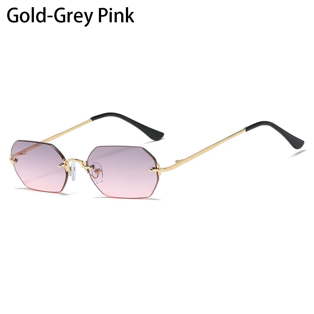 Luxury Rimless Square Sunglasses Man Brand Designer Frameless Gradient Sun Glasses Woman Fashion Vintage Metal Oculos De Sol