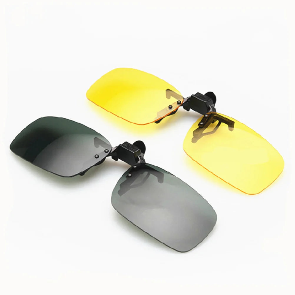 Polarized Sunglasses Clip Night Antiglare Drive Fishing Skiing Yellow Grey L Unisex