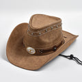New 100% Leather Western Cowboy Hat Men Wide Brim Gentleman Church Cap