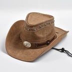 New 100% Leather Western Cowboy Hat Men Wide Brim Gentleman Church Cap