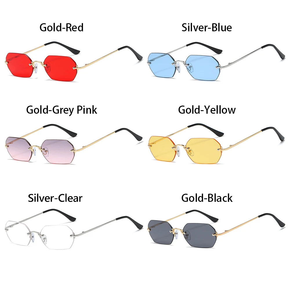 Luxury Rimless Square Sunglasses Man Brand Designer Frameless Gradient Sun Glasses Woman Fashion Vintage Metal Oculos De Sol