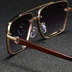 Luxury Square Sunglasses Men New Wooden Vintage Designer Fashion Glasses Women Vacation Gradient Eyewear