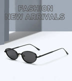 European and American Personalized Small Frame Oval Exquisite Metal Glasses for Men and Women Fashionable Anti-Uv Sunglasses