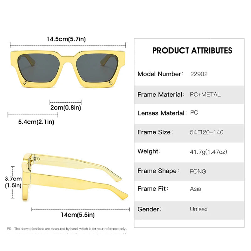 Luxury Brand Design Square Sunglasses Women For Men Vintage Big Frame Punk Hip Hop Shining Gold Silver Mirror Sun Glasses UV400